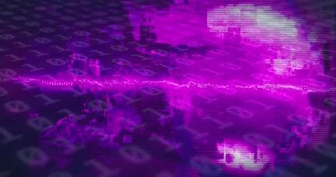 Animation of binary coding data processing over african american man wearing vr Stock Footage 239685847