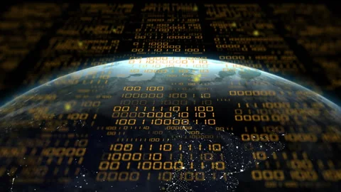 Animation of binary coding data processing over globe Stock Footage 265545795