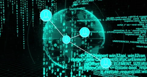 Animation of binary coding, data processing, connections and globe over dark Stock Footage 306718101