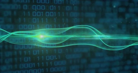 Animation of binary coding data processing over networks of connections Stock Footage 308215414