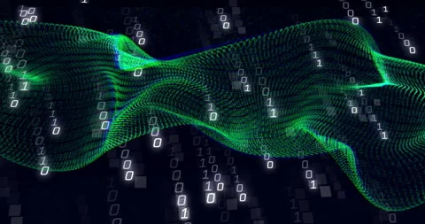 Animation of binary coding data processing and connections on black background Stock Footage 308687243