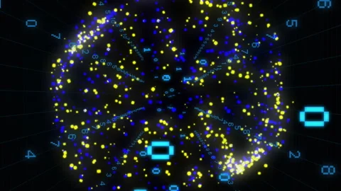Animation of binary coding data processing over globe of connections Stock Footage 312642653