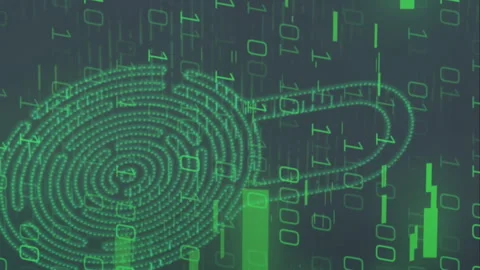 Animation of binary coding data processing over security padlock icon against Stock Footage 313331799