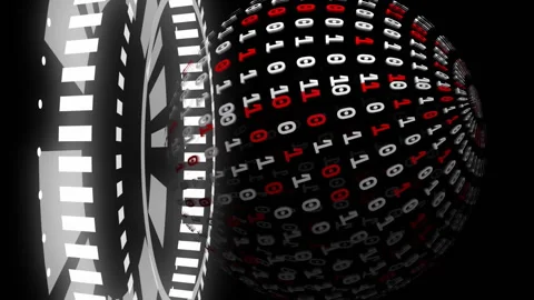 Animation of binary coding data processing over globe Stock Footage 313378887