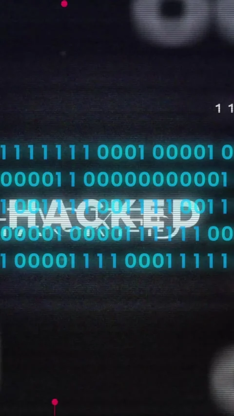 Animation of binary coding data processing over hacked text Stock Footage 320590288