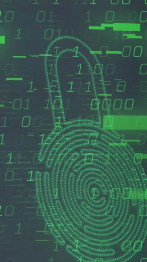 Animation of binary coding data processing over security padlock icon against Vídeos de archivo 320854588