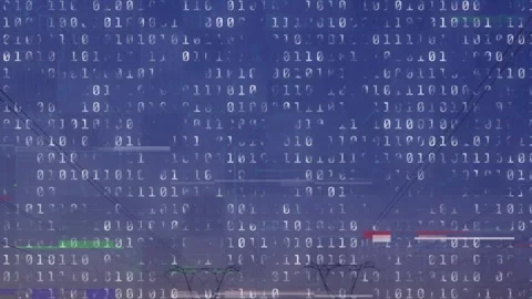 Animation of binary coding data processing over blue background Stock Footage 326192107