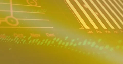 Animation of binary coding data processing over glowing computer circuit board Stock Footage 327585252