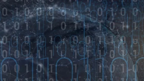 Animation of binary coding data processing over background Stock Footage 327585931