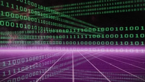 Animation of binary coding data processing over grid Stock Footage 327644137