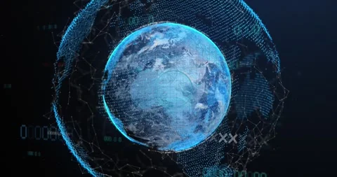 Animation of binary coding data processing over globe Stock Footage 329699297