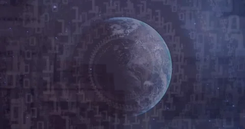 Animation of binary coding data processing over globe Stock Footage 329920165