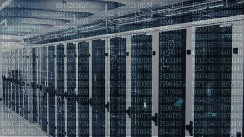 Animation of binary coding data processing over computer servers Stock Footage 330584108