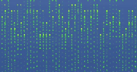 Animation of binary coding data processing over blue background Stock Footage 331070836