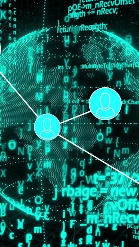 Animation of binary coding, data processing, connections and globe over dark Video stock 342015579