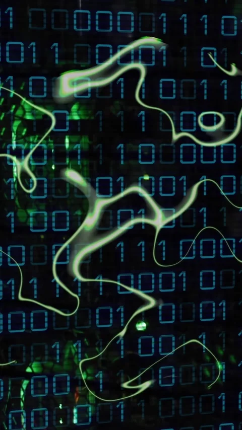 Animation of binary coding data processing over computer servers Video stock 342613033