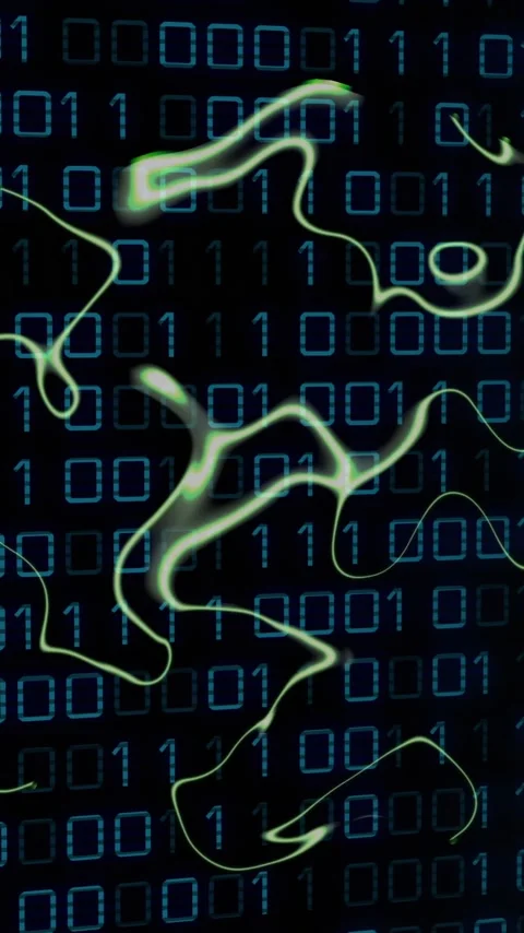 Animation of binary coding data processing over computer servers Video stock 342613037