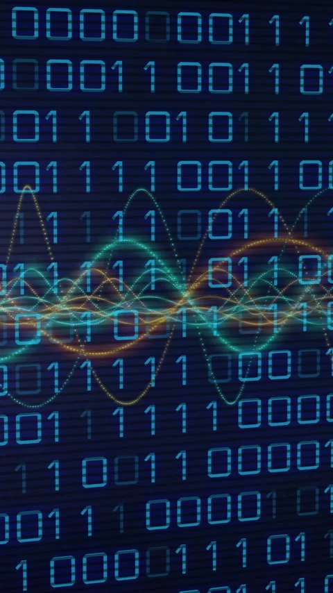 Animation of binary coding data processing with glowing neon light trails Stock-Footage 342707955