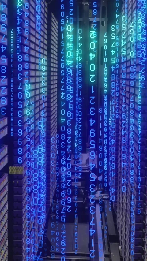 Animation of binary coding data processing over computer servers 스톡 동영상 343608730