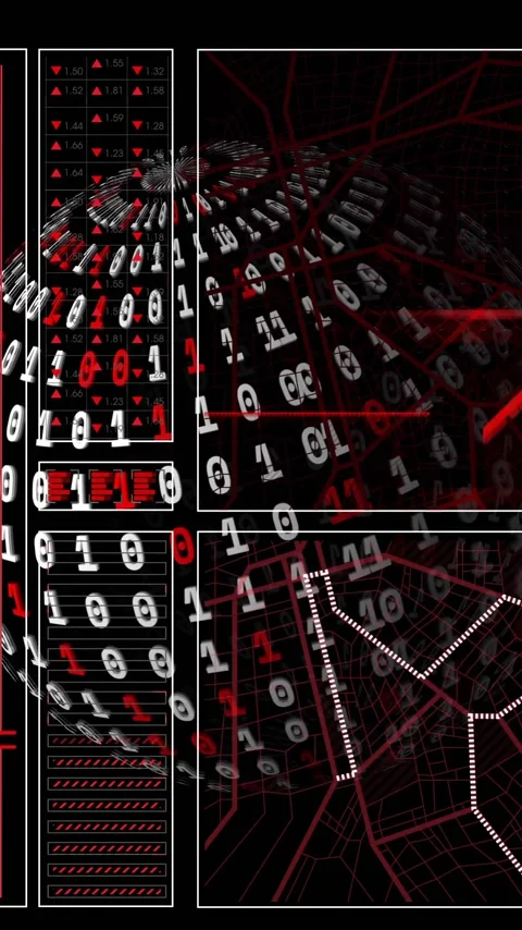 Animation of binary coding data processing over globe 스톡 동영상 343614755
