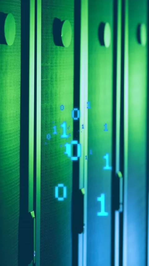 Animation of binary coding data processing over computer servers 스톡 동영상 343615539