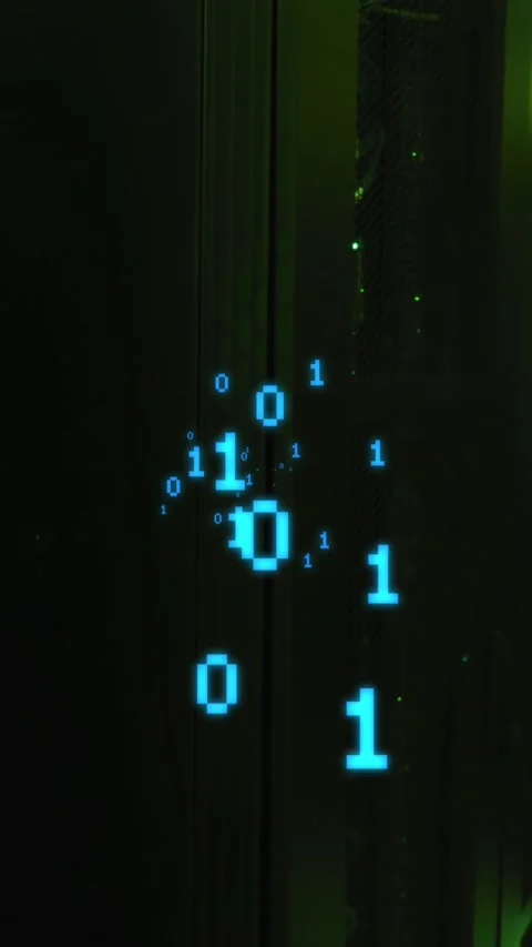 Animation of binary coding data processing over computer servers 스톡 동영상 343615607