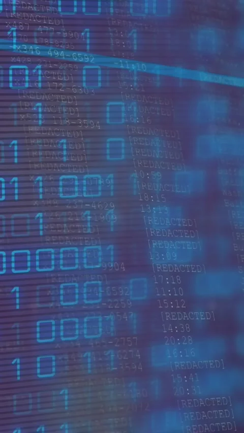 Animation of binary coding data processing over numbers changing and computer Stock-Footage 343738736