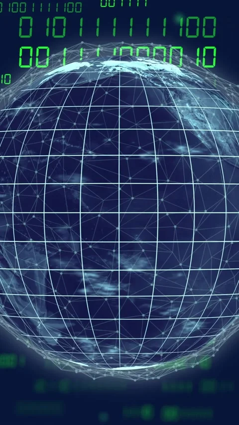 Animation of binary coding data processing over globe Stock Footage 343824818