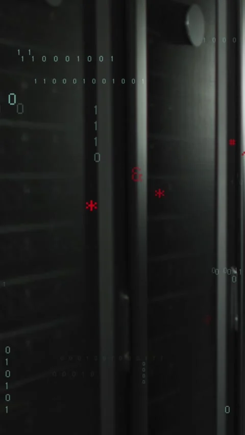 Animation of binary coding data processing and symbols against computer server Vídeos de archivo 344557054