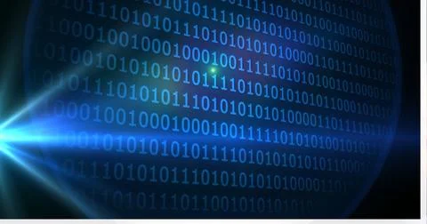 Animation of binary coding data processing over screen 스톡 일러스트