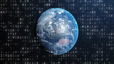 Animation of binary coding digital data processing over globe Stock Footage 307815844