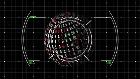 Animation of binary coding digital data processing over globe Stock Footage 307815854