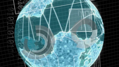 Animation of binary coding, digital data processing over globe Stock Footage 312718456