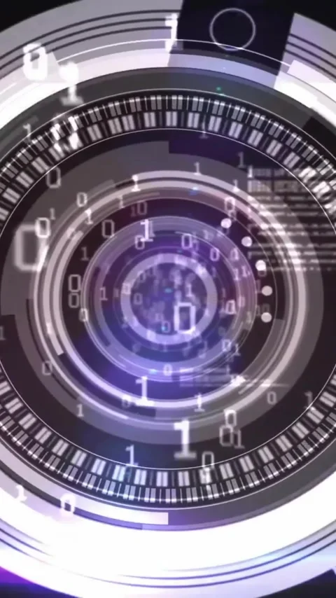 Animation of binary coding, digital data processing and scope scanning Stock Footage 320330254