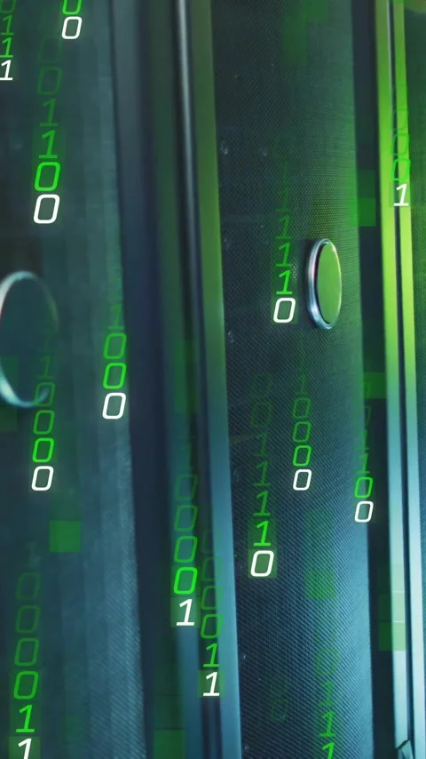 Animation of binary coding digital data processing over computer servers Stock Footage 320330701