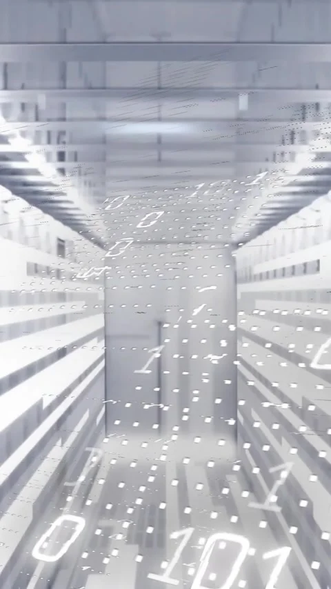 Animation of binary coding digital data processing over computer servers Stock Footage 320379076