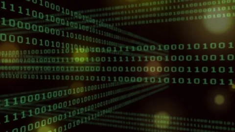 Animation of binary coding digital data processing over dark background Stock Footage 325705289