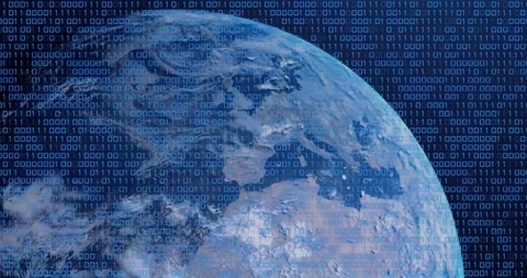 Animation of binary coding digital data processing over computer servers Stock Footage 329110566