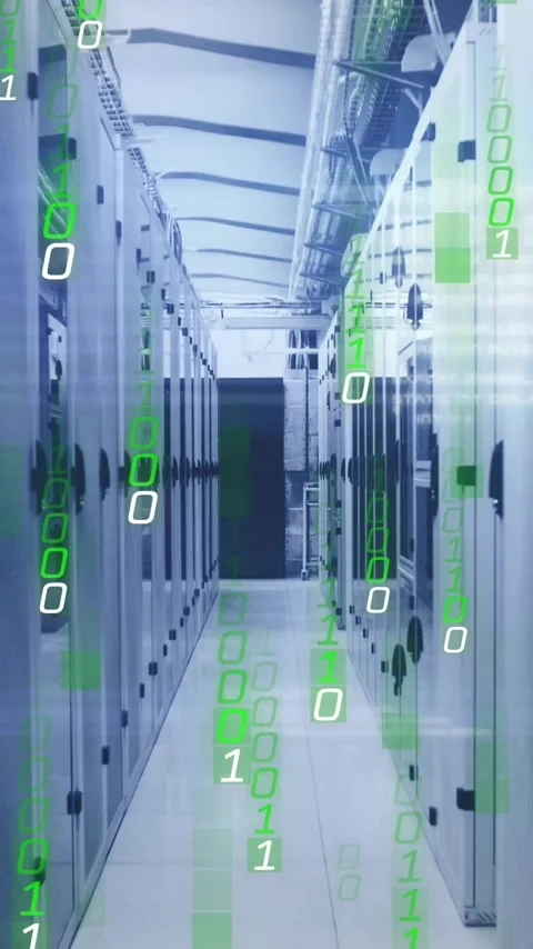 Animation of binary coding digital data processing over computer servers 스톡 동영상 342996993