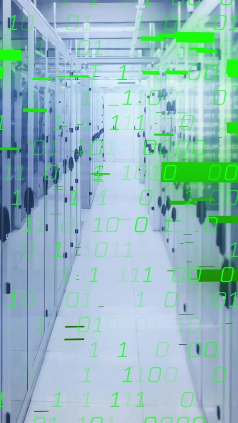 Animation of binary coding digital data processing over computer servers Video stock 343028346