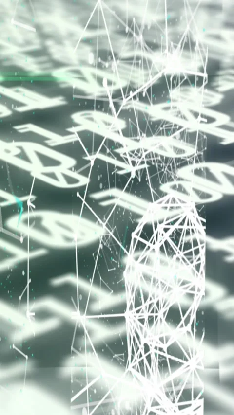 Animation of binary coding numbers changing over networks of connections Stock Footage 331649580