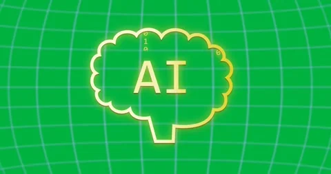 Animation of binary coding over ai chat brain on transparent background Stock Footage 318051836