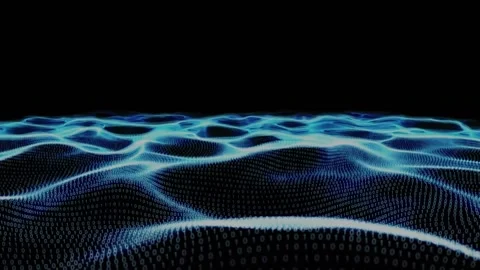 Animation of binary coding over blue digital wave against black background Stock Footage 236962060