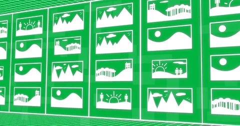 Animation of binary coding over digital ai landscape icons on transparent Stock Footage 318051837