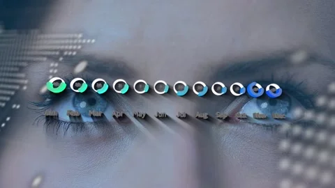 Animation of binary coding over eye Video stock 199572284