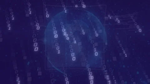 Animation of binary coding over globe Stock Footage 306816270