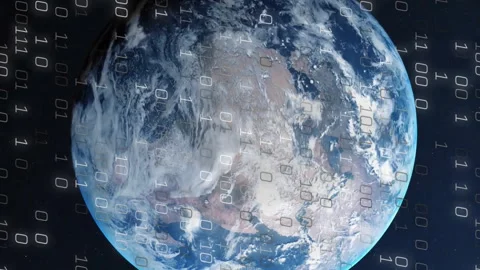 Animation of binary coding over globe Stock Footage 312906343
