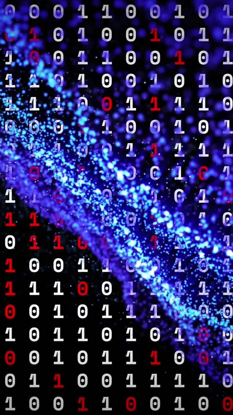 Animation of binary coding over glowing spots on black background Stock-Footage 342676328