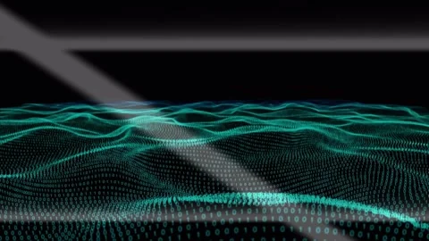 Animation of binary coding over green digital waves against black background Stock Footage 327592587