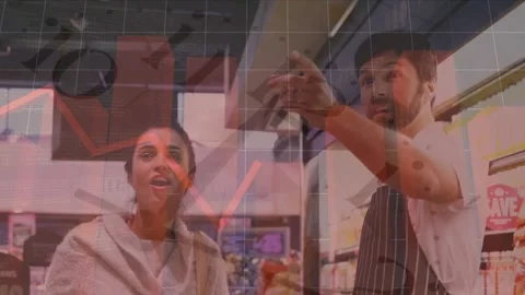 Animation of binary coding over school kids using happy school Stock Footage 201219255